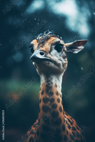 portrait of a young giraffe. Generative AI