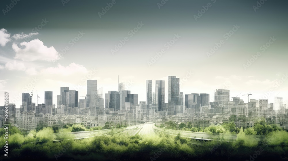Background with a city and copyspace. Generative AI Background with a city and copyspace. Generative AI