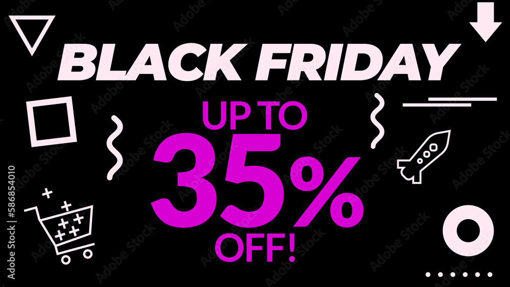 Amazing Black Friday Sale Discount Percentages. Animated Shopping Percentages And Texts