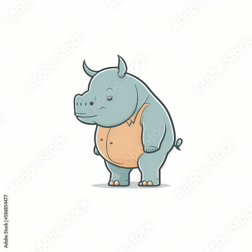 Rhino Cartoon Cute. Generative AI