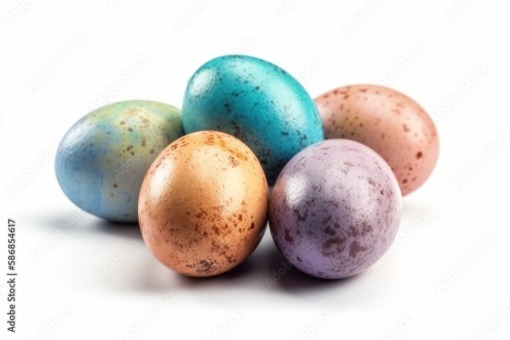 stack of brightly colored Easter eggs. Generative AI stack of brightly colored Easter eggs. Generative AI