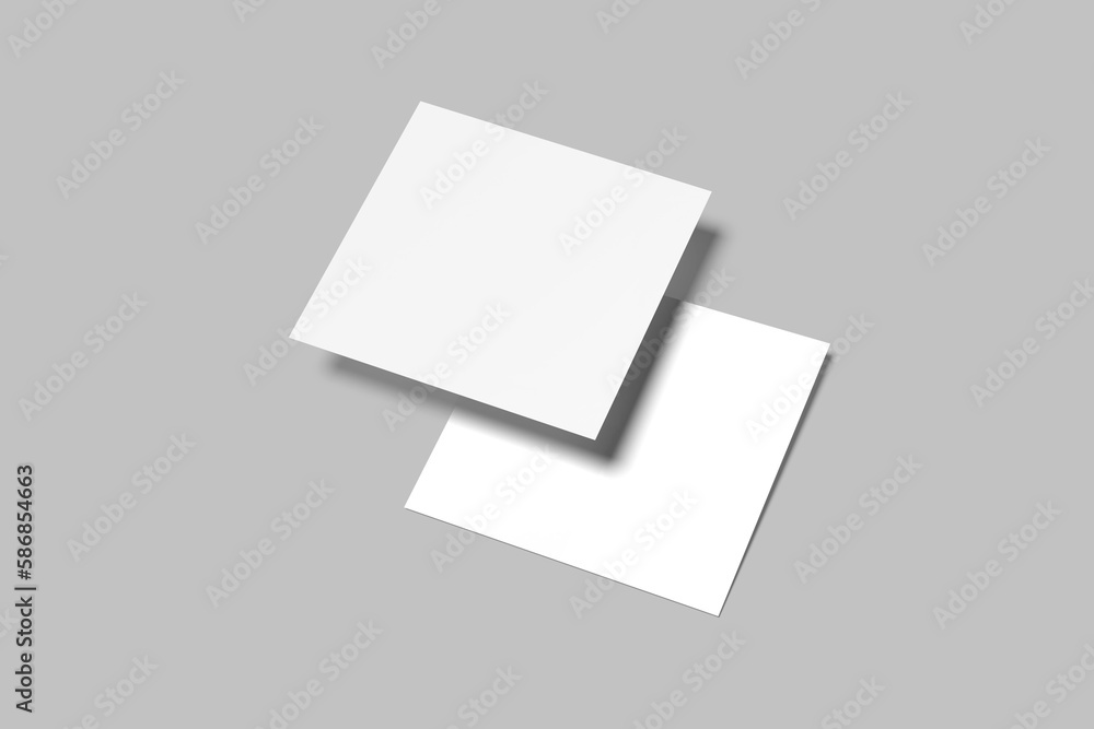Realistic blank Square flyer for Mock-up. brochure or poster. 3D Render. Realistic blank Square flyer for Mock-up. brochure or poster. 3D Render.