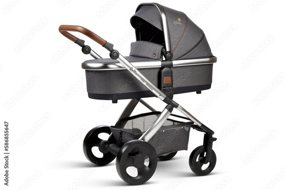 sleek and modern stroller with a comfortable wooden handle. Generative AI sleek and modern stroller with a comfortable wooden handle. Generative AI