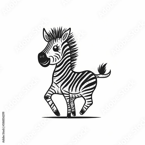 Zebra Cute Cartoon. Generative AI