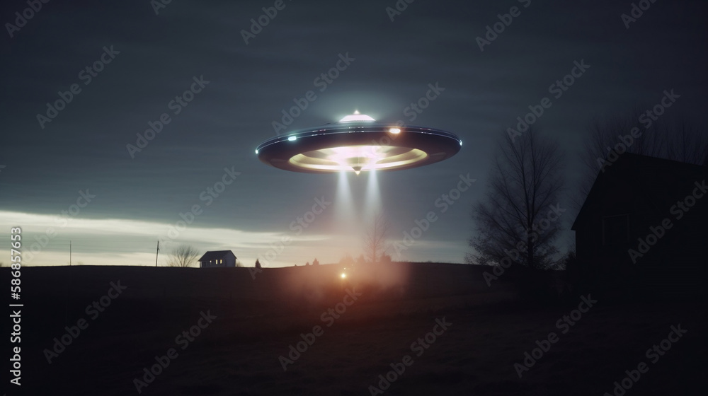 UFO Unidentified Flying Object Clipping Path. Ufo in earth. Generative AI. UFO Unidentified Flying Object Clipping Path. Ufo in earth. Generative AI.
