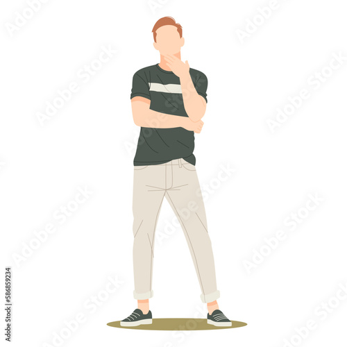 confident man standing and thinking illustration