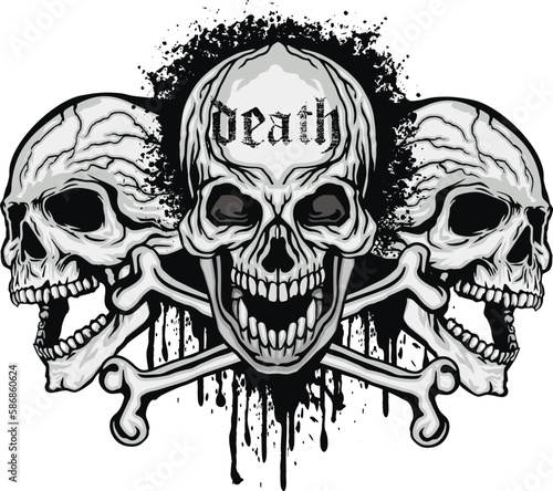 Gothic sign with skull, grunge vintage design t shirts