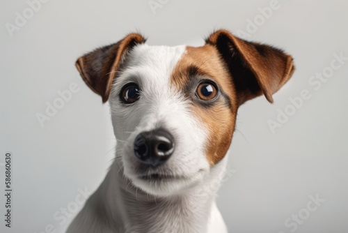 Posing Jack Russell Terrier on white backdrop. Generative AI
