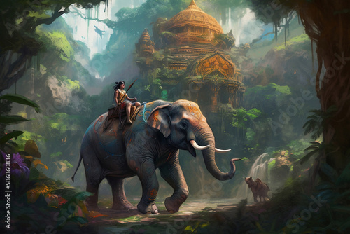temple elephant, generative ai