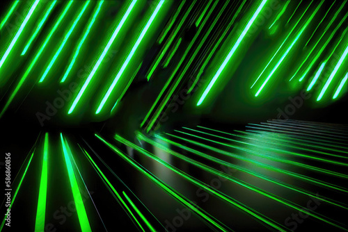 abstract background with glowing lines and dark background, ai generation.