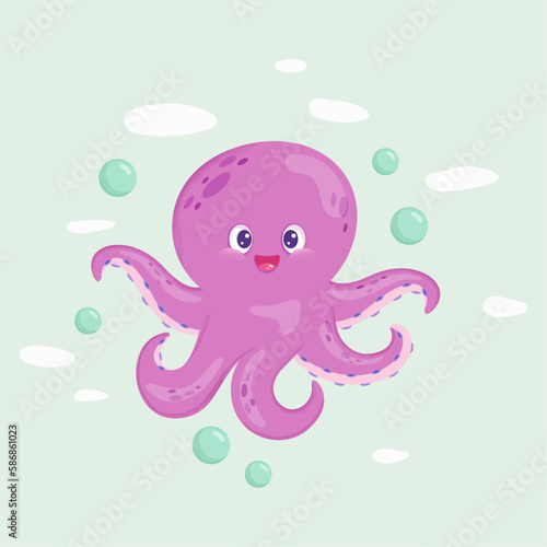 Cute octopus cartoon vector illustration 