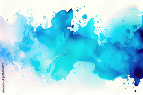 Abstract blue watercolor background. Ink in water. Hand drawn illustration, ai generation