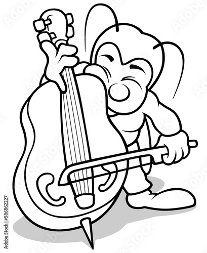 Drawing of a Beetle Playing the Bass