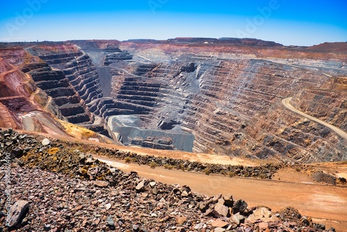 Inside the giant Super Pit or Fimiston Open Pit, the largest open pit gold mine of Australia. 
 photo