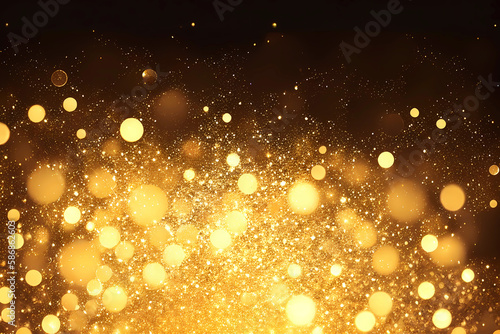 Gold sparkling festive background. Generative ai.
