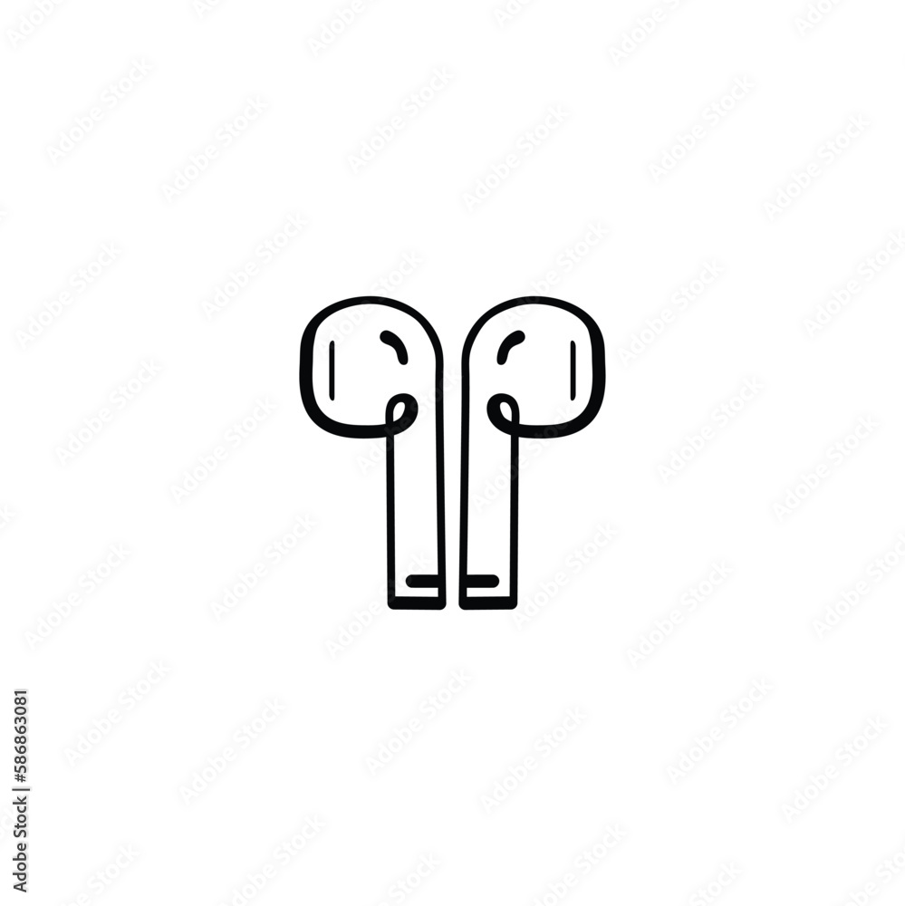 Earphone Wireless Line Style Icon Design Earphone Wireless Line Style Icon Design
