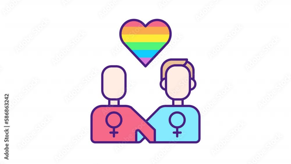 Animated gays color icon. Two men embracing. Homosexual lovers. Relationship. Sexual orientation. Seamless loop HD video with alpha channel on transparent background. Simple line graphic animation Animated gays color icon. Two men embracing. Homosexual lovers. Relationship. Sexual orientation. Seamless loop HD video with alpha channel on transparent background. Simple line graphic animation