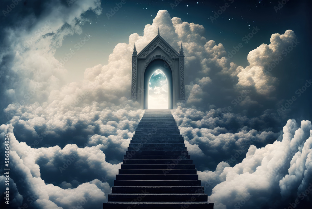 Stair and gate to heaven, God, religion and faith. Generative ai Stock ...