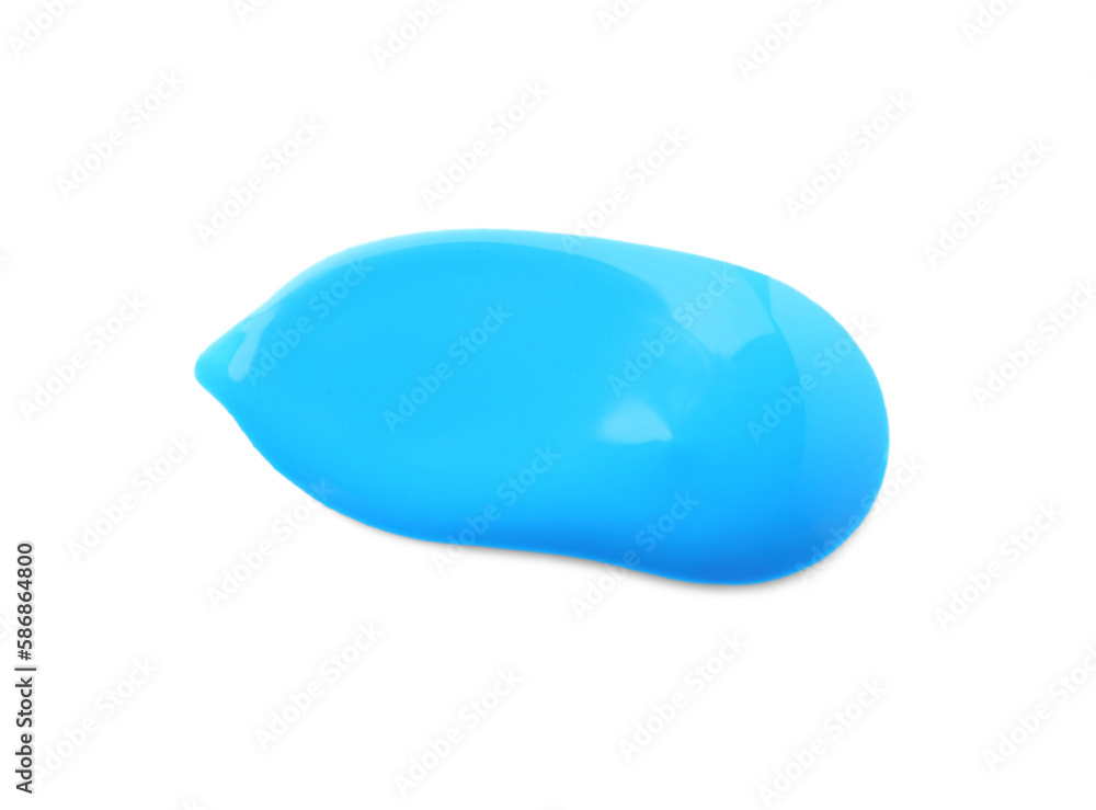 Light blue paint sample on white background, top view Light blue paint sample on white background, top view
