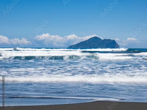Long exposure of beach and Guishan Island in Taiwan.