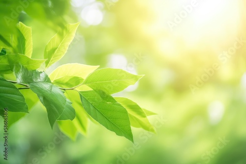 The summertime garden's green leaf nature. As a spring background cover page or greenery wallpaper, natural green leaves plants are used. Generative AI