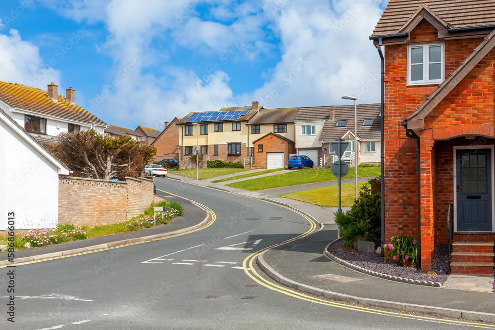 Fototapeta premium Street and row of beautiful english houses