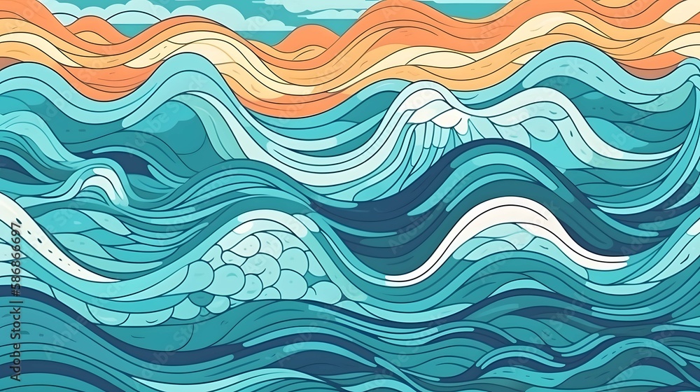 Abstract summer ocean waves background, Generative AI Abstract summer ocean waves background, Generative AI