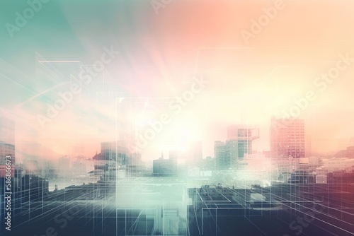 Abstract city background. Generative AI. 