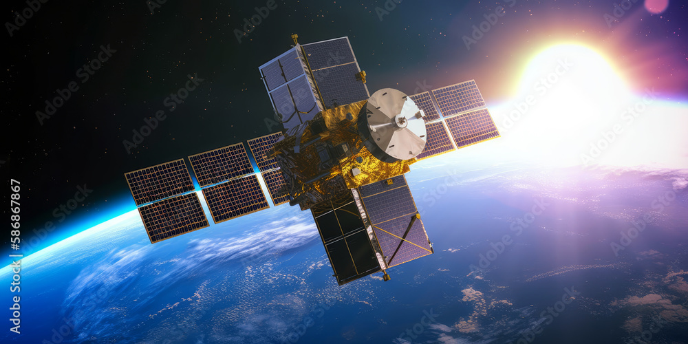 Revolutionizing Space Exploration: Solar-Powered Satellite in Orbit around Planet. Generative AI Revolutionizing Space Exploration: Solar-Powered Satellite in Orbit around Planet. Generative AI