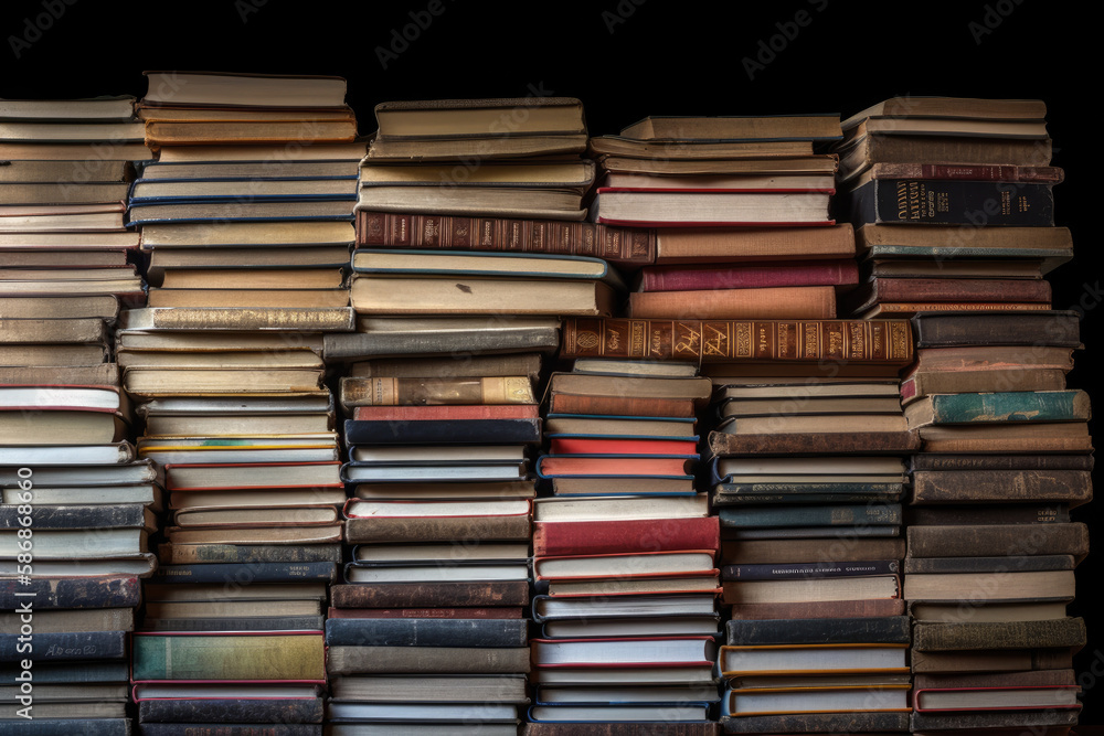 Stack of old books, generative ai Stack of old books, generative ai