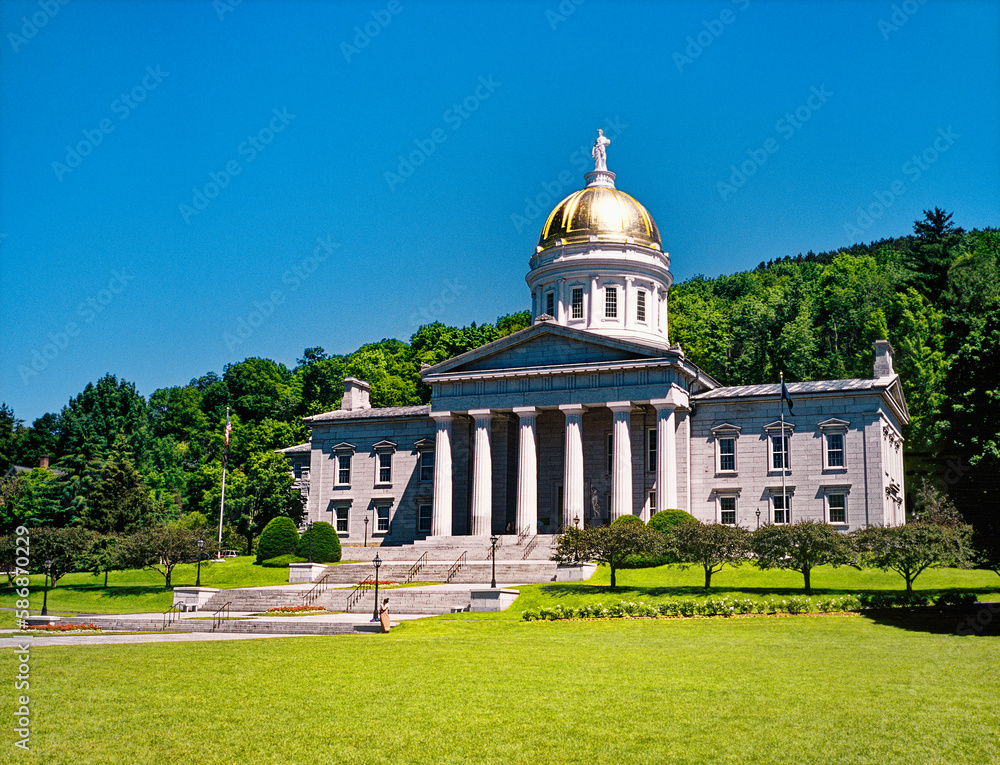 Vermont State House in city of Montpelier, state capital of Vermont, New England, USA