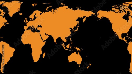 horizontally scrolling world map with ever changing rainbow colors, on black background photo