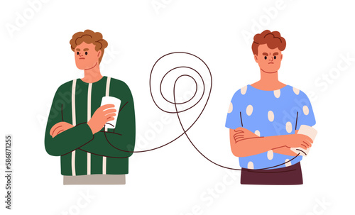 Misunderstanding, miscommunication, conflict concept. Difficulty, problem, ta...