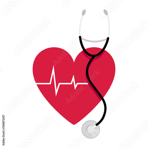 Red heart with stethoscope for world hypertension day