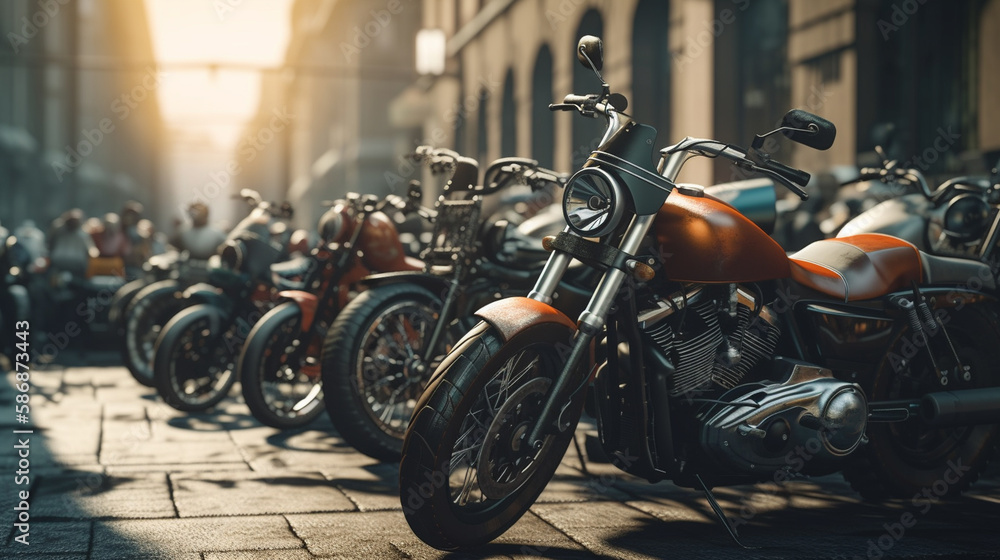 Motorcycles on the road. Generative Ai Motorcycles on the road. Generative Ai