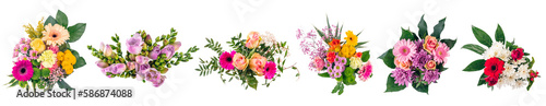 Flowers bouquets and wreaths collection, set isolated on transparent white background © Photocreo Bednarek