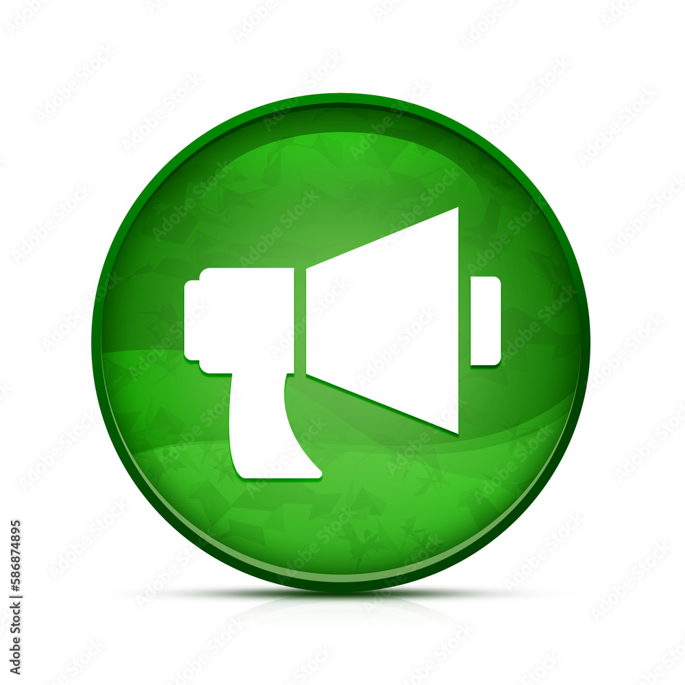 Magaphone icon on classy splash green round button illustration Magaphone icon on classy splash green round button illustration