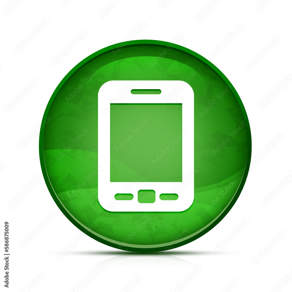 Mobile icon on classy splash green round button illustration Mobile icon on classy splash green round button illustration
