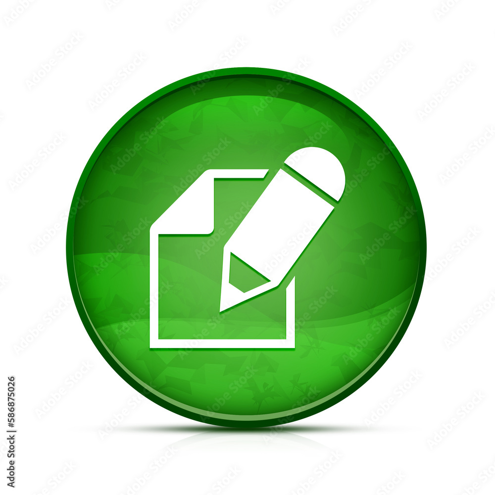 Pencil book icon on classy splash green round button illustration Pencil book icon on classy splash green round button illustration