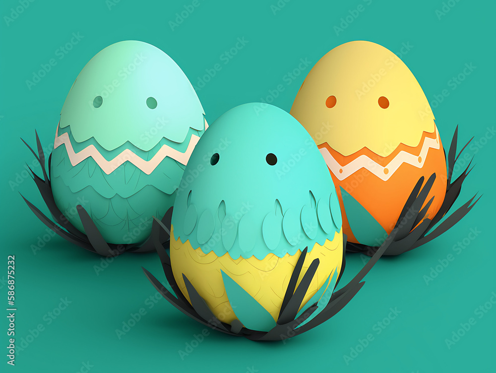 Three easter eggs design. Concept of happy easter day. Flat vector illustration. Three easter eggs design. Concept of happy easter day. Flat vector illustration.