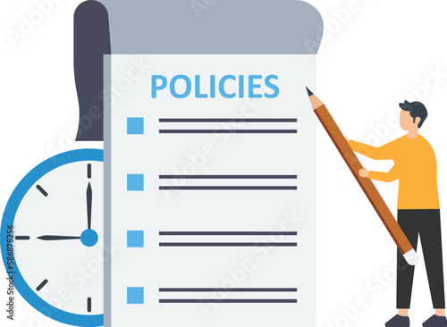 Company policies document, legal terms and services, agreement or process to follow, corporate rules or guidance concept, company policy document illustration
