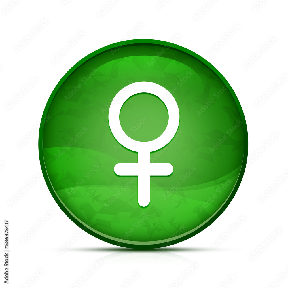Female sign icon on classy splash green round button illustration Female sign icon on classy splash green round button illustration