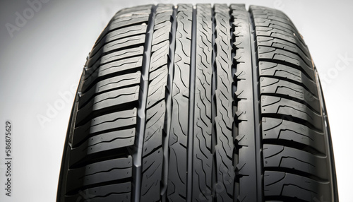 A car tyre in close-up. Tyre. Car tyre texture. Ideal for the season. Change car tyres.