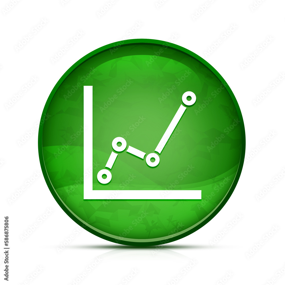 Chart icon on classy splash green round button illustration