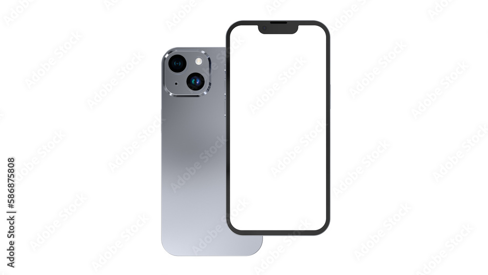 Smartphones on white background for mockup. 3D rendered illustration. 3D rendering. Smartphones on white background for mockup. 3D rendered illustration. 3D rendering.