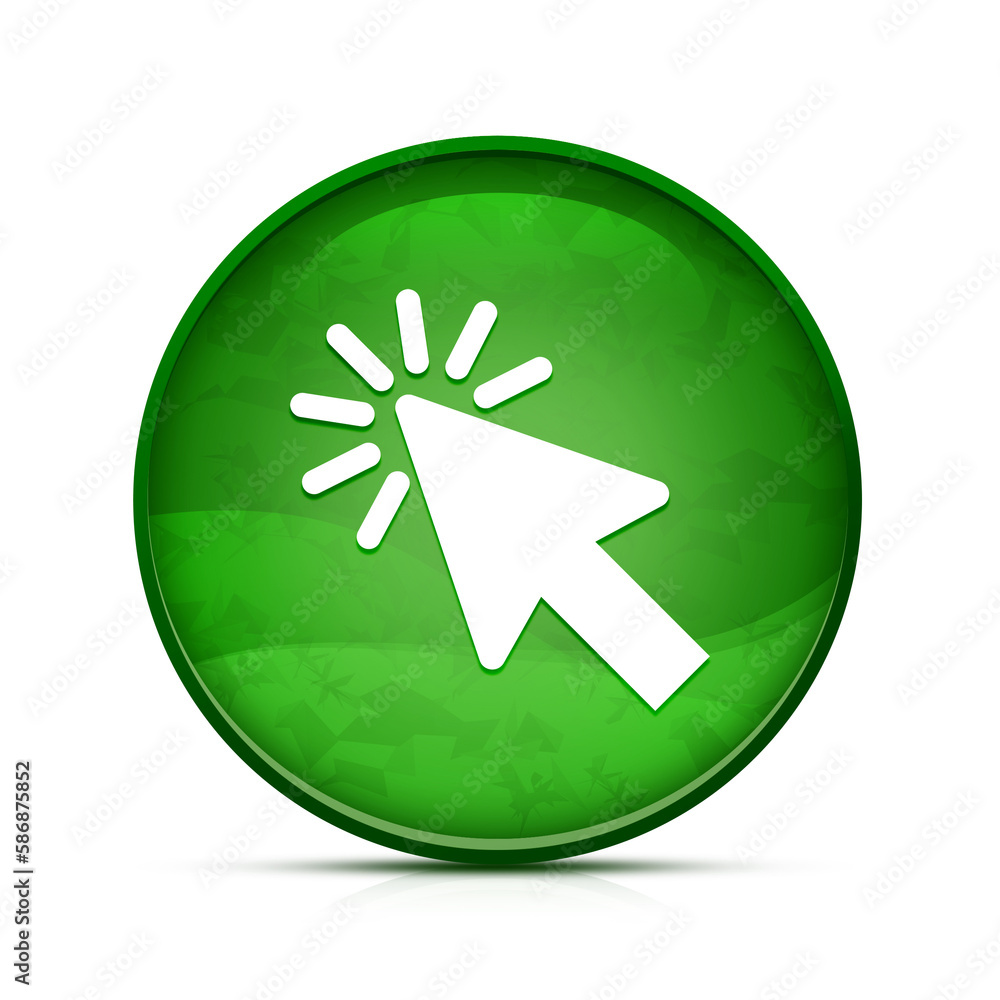 Cursor icon on classy splash green round button illustration Cursor icon on classy splash green round button illustration
