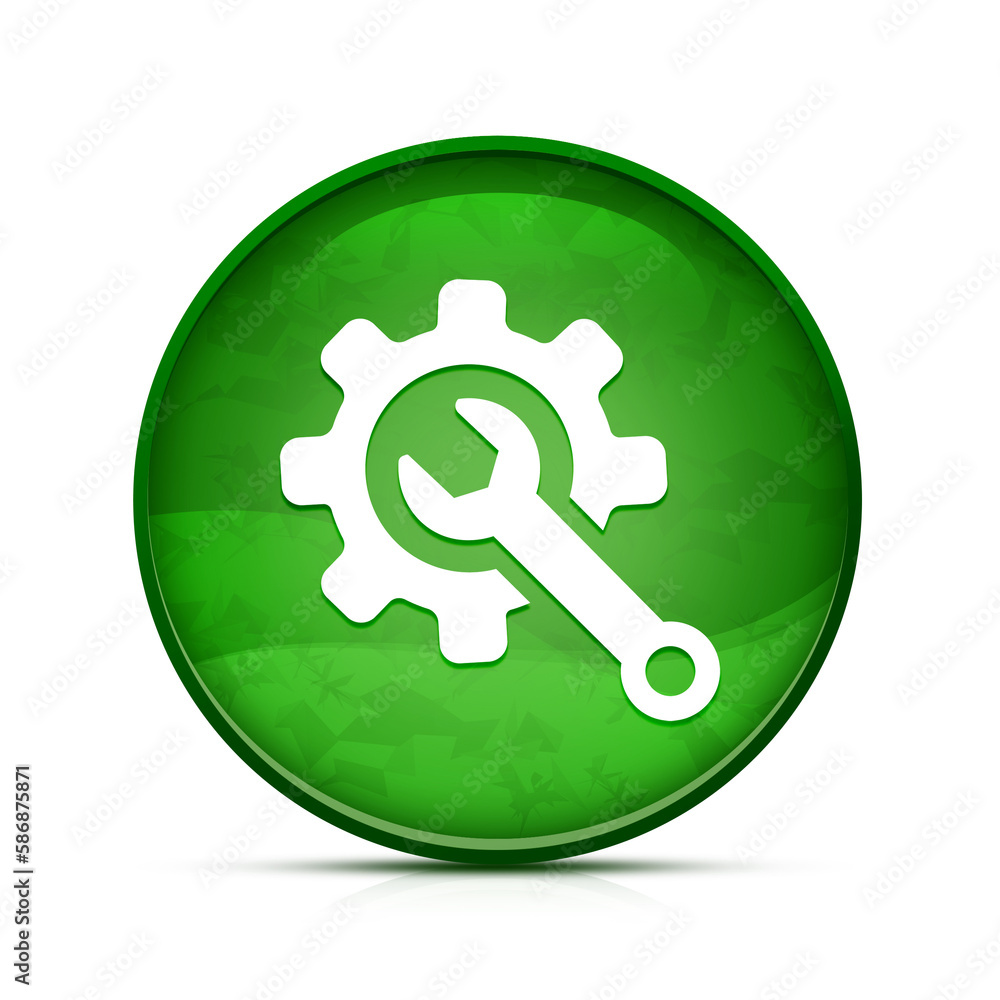 Technical support icon on classy splash green round button illustration Technical support icon on classy splash green round button illustration