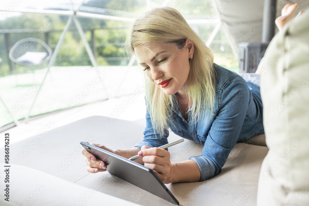 Happy young woman with tablet pc Happy young woman with tablet pc