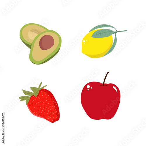 Fototapeta Naklejka Na Ścianę i Meble -  vector illustration of a set of various kinds of fruits