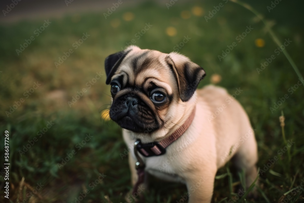 A puppy at the park. Generative AI